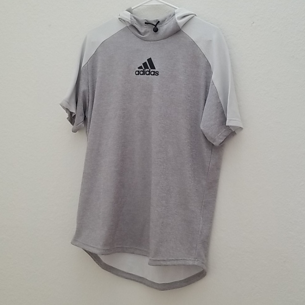 NWT Adidas Mens Gray Hoodie 3/4 Sleeve